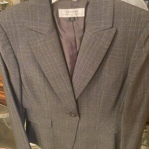 TAHARI SUIT JACKET GRAY/WHITE COLOR SIZE 8 PC 1